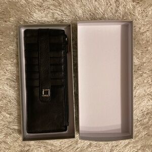 LODIS Julia Long Stacker Credit Card Black Leather Wallet